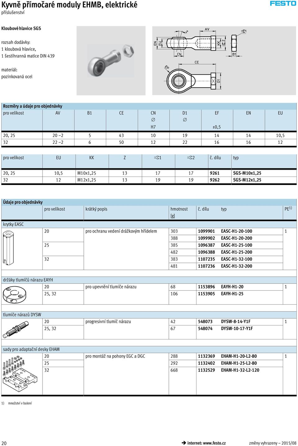 dílu typ 20, 25 10,5 M10x1,25 13 17 17 9261 SGS-M10x1,25 32 12 M12x1,25 13 19 19 9262 SGS-M12x1,25 Údaje pro objednávky krytky EASC pro velikost krátký popis hmotnost [g] č.