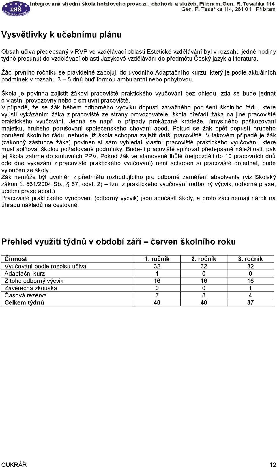 Škola je povinna zajistit žákovi pracoviště praktického vyučování bez ohledu, zda se bude jednat o vlastní provozovny nebo o smluvní pracoviště.