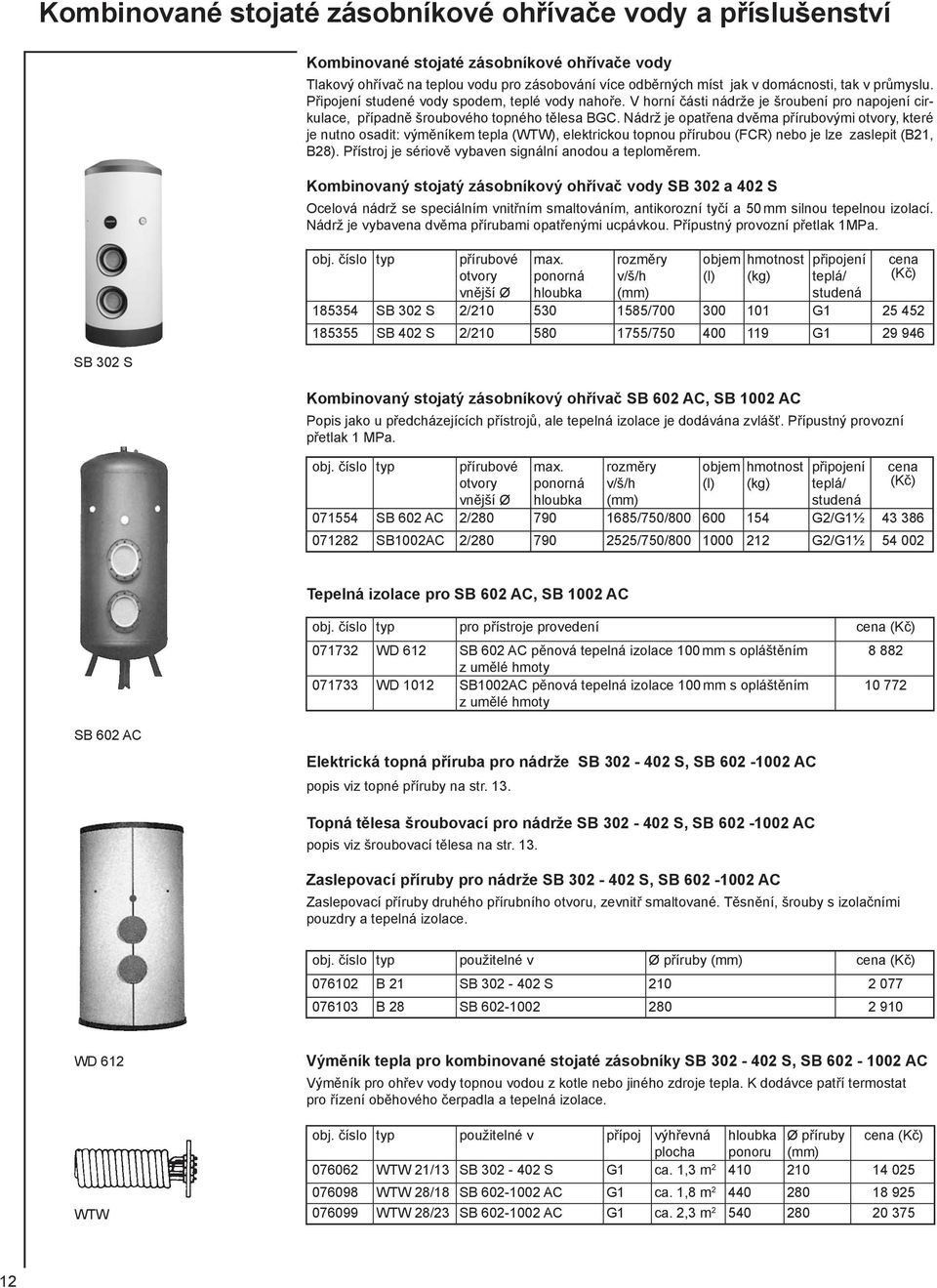 Nádrž je opatřena dvěma přírubovými otvory, které je nutno osadit: výměníkem tepla (WTW), elektrickou topnou přírubou (FCR) nebo je lze zaslepit (B2, B28).