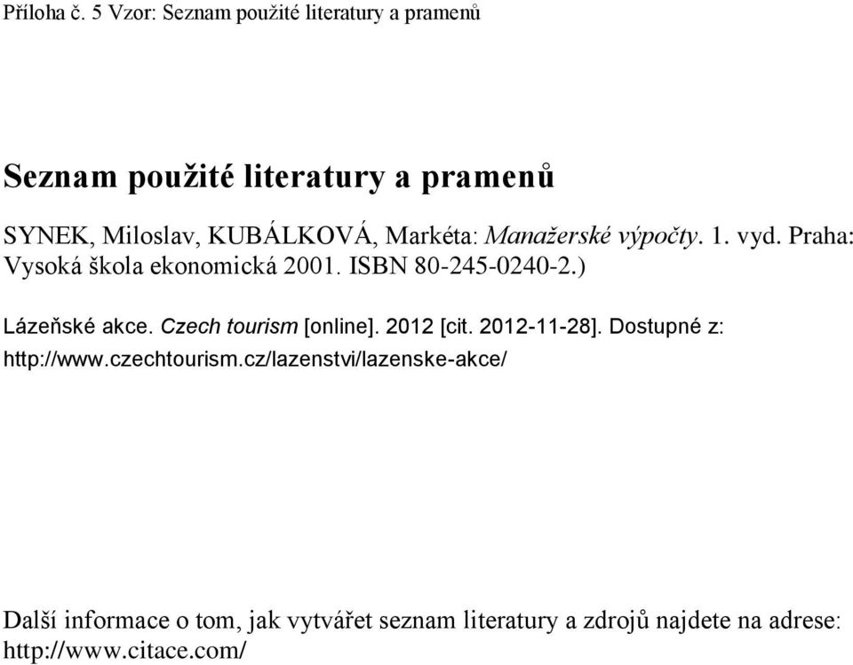 Markéta: Manažerské výpočty. 1. vyd. Praha: Vysoká škola ekonomická 2001. ISBN 80-245-0240-2.) Lázeňské akce.