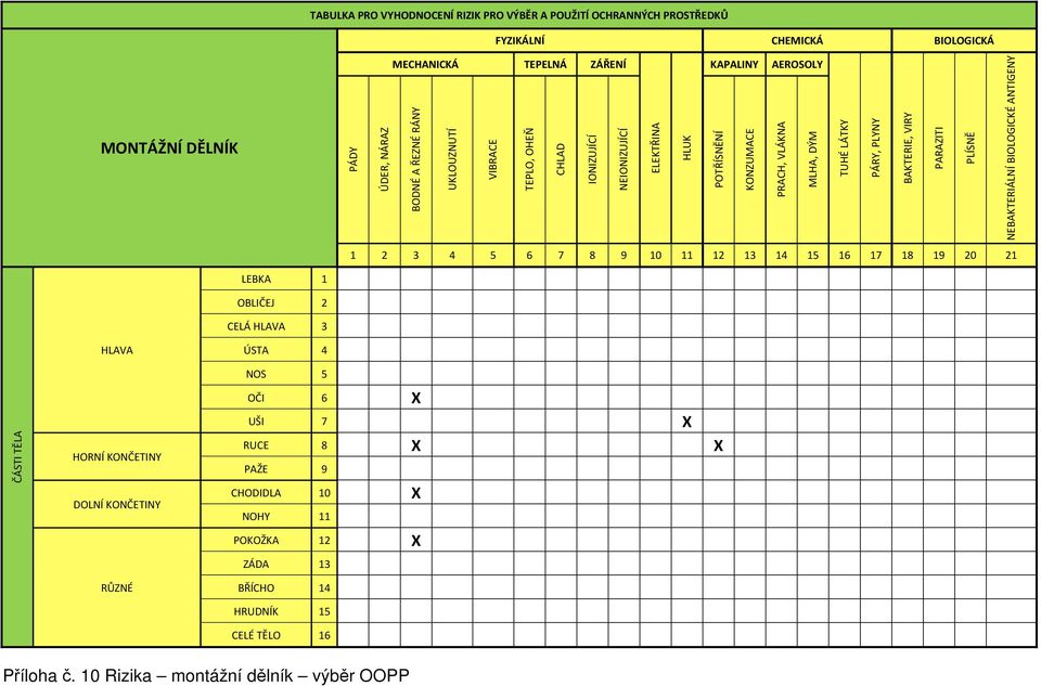 PARAZITI PLÍSNĚ NEBAKTERIÁLNÍ BIOLOGICKÉ ANTIGENY 1 2 3 4 5 6 7 8 9 10 11 12 13 14 15 16 17 18 19 20 21 LEBKA 1 OBLIČEJ 2 CELÁ HLAVA 3 HLAVA ÚSTA 4 ČÁSTI TĚLA HORNÍ KONČETINY