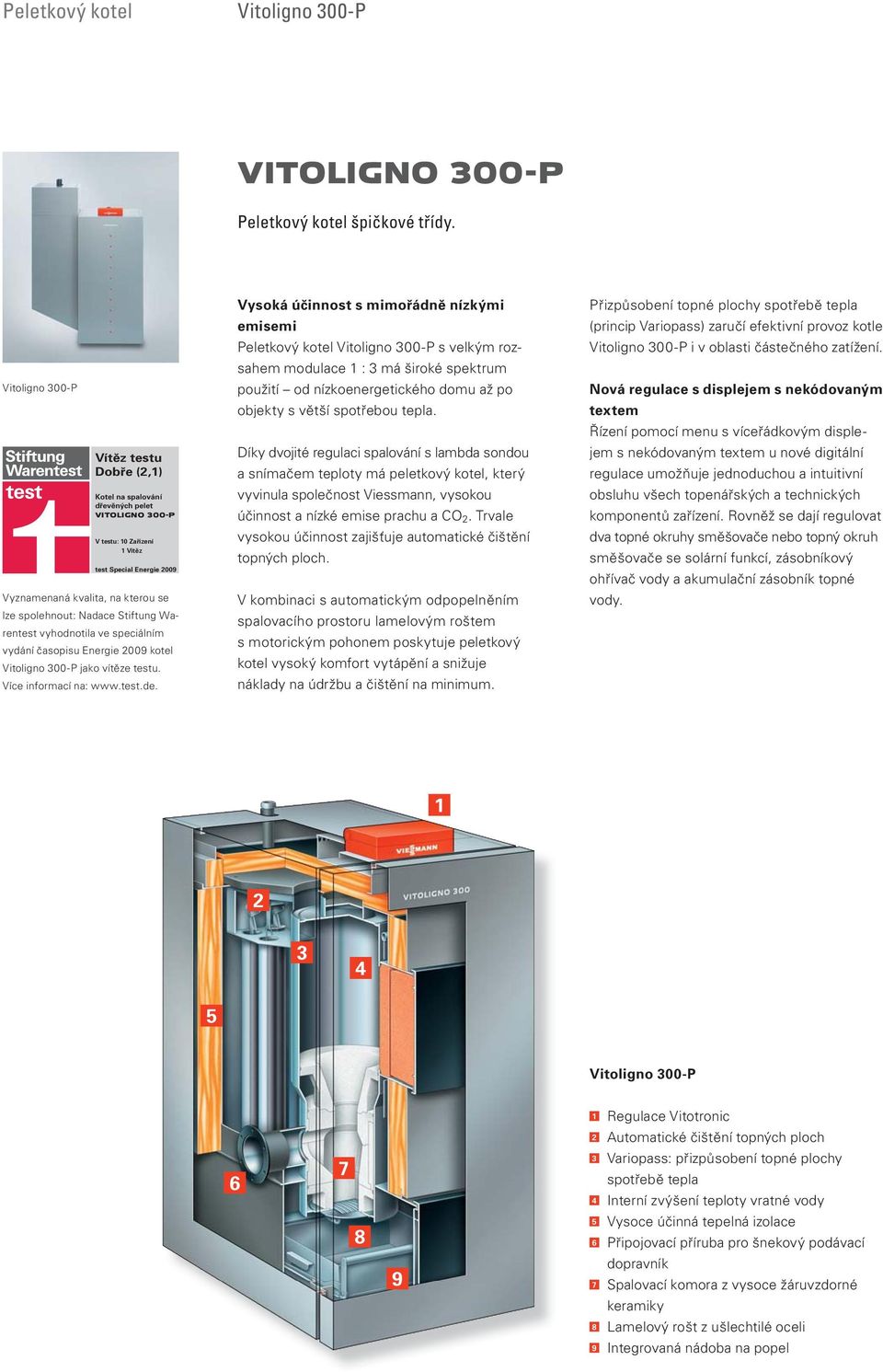 Nadace Stiftung Warentest vyhodnotila ve speciálním vydání časopisu Energie 2009 kotel Vitoligno 300-P jako vítěze testu. Více informací na: www.test.de.