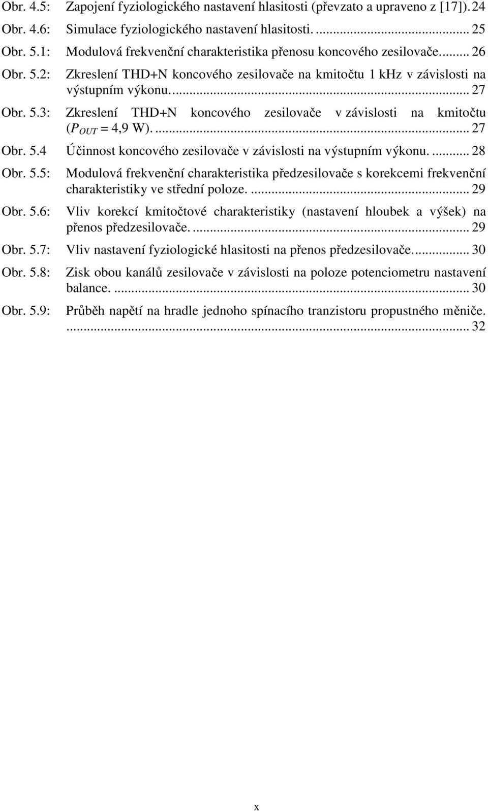 ... 27 Obr. 5.4 Účinnost koncového zesilovače v závislosti na výstupním výkonu.... 28 Obr. 5.5: Obr. 5.6: Modulová frekvenční charakteristika předzesilovače s korekcemi frekvenční charakteristiky ve střední poloze.