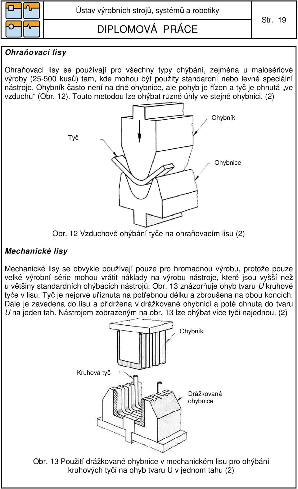 12 Vzduchové ohýbání tyče na ohraňovacím lisu (2) Mechanické lisy se obvykle používají pouze pro hromadnou výrobu, protože pouze velké výrobní série mohou vrátit náklady na výrobu nástroje, které