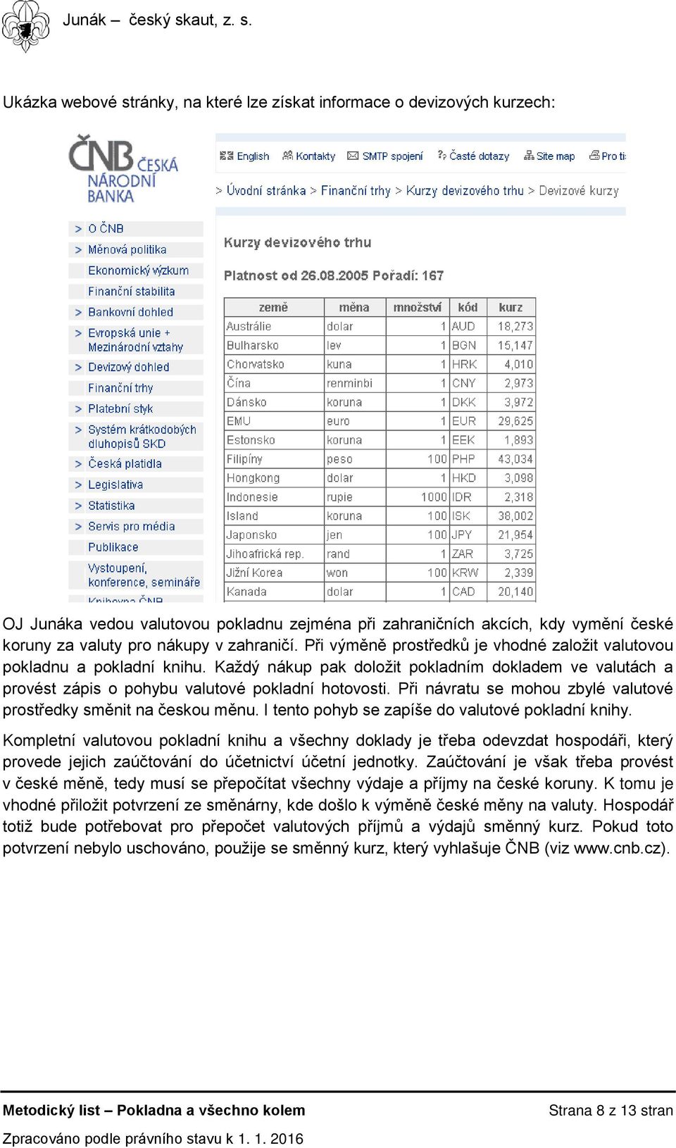 Při návratu se mohou zbylé valutové prostředky směnit na českou měnu. I tento pohyb se zapíše do valutové pokladní knihy.