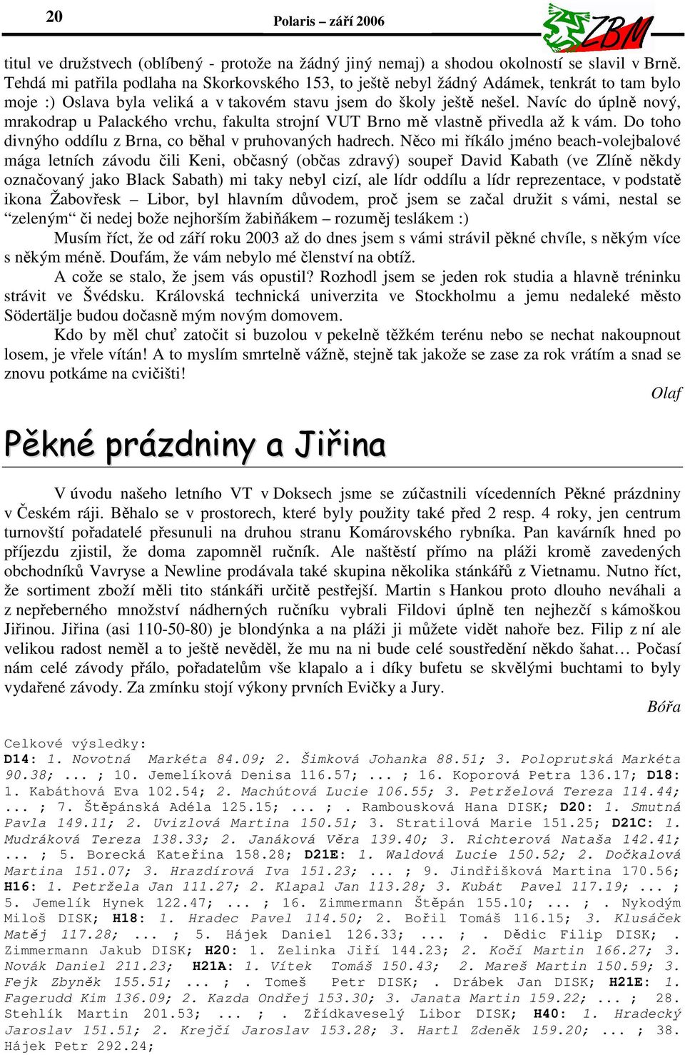 Navíc do úplně nový, mrakodrap u Palackého vrchu, fakulta strojní VUT Brno mě vlastně přivedla až k vám. Do toho divnýho oddílu z Brna, co běhal v pruhovaných hadrech.