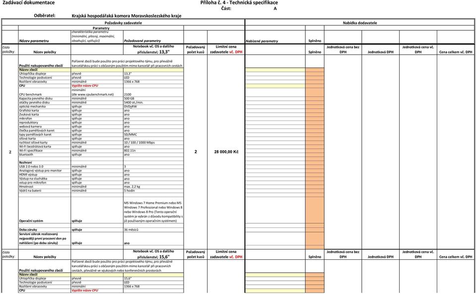 net) 200 Kapacita pevného disku minimálně 00 GB otáčky pevného disku minimálně 400 ot./min.