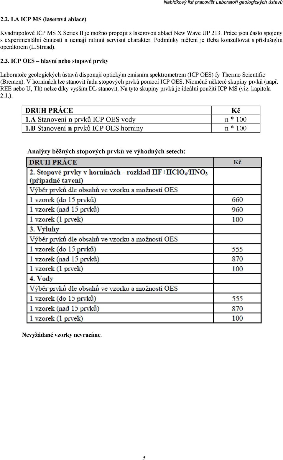 ICP OES hlavní nebo stopové prvky Laboratoře geologických ústavů disponují optickým emisním spektrometrem (ICP OES) fy Thermo Scientific (Bremen).