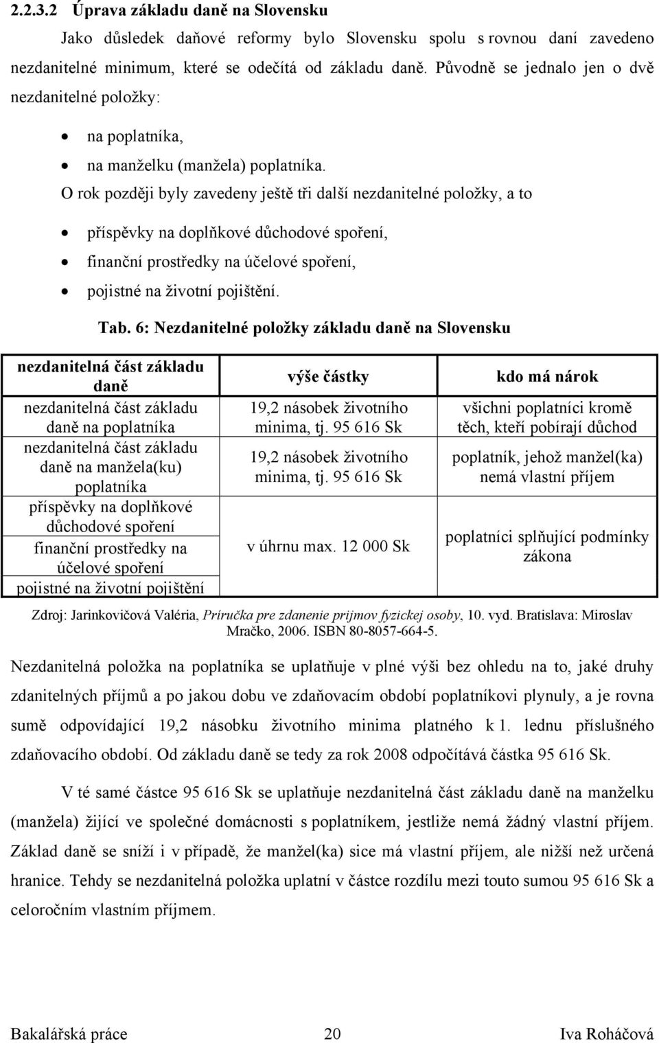 O rok později byly zavedeny ještě tři další nezdanitelné položky, a to příspěvky na doplňkové důchodové spoření, finanční prostředky na účelové spoření, pojistné na životní pojištění. Tab.