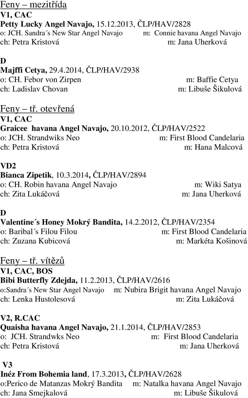 Strandwiks Neo m: First Blood Candelaria ch: Petra Kristová m: Hana Malcová VD2 Bianca Zipetik, 10.3.2014, ČLP/HAV/2894 o: CH.