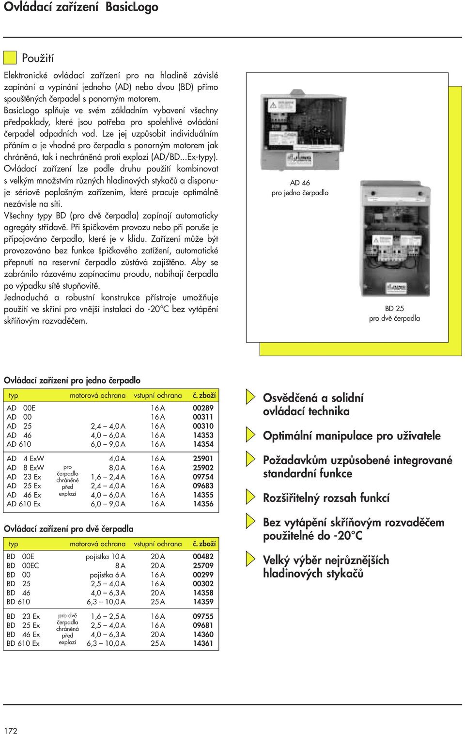 Lze jej uzpûsobit individuálním pfiáním a je vhodné pro ãerpadla s ponorn m motorem jak chránûná, tak i nechránûná proti explozi (AD/BD...Ex-typy).