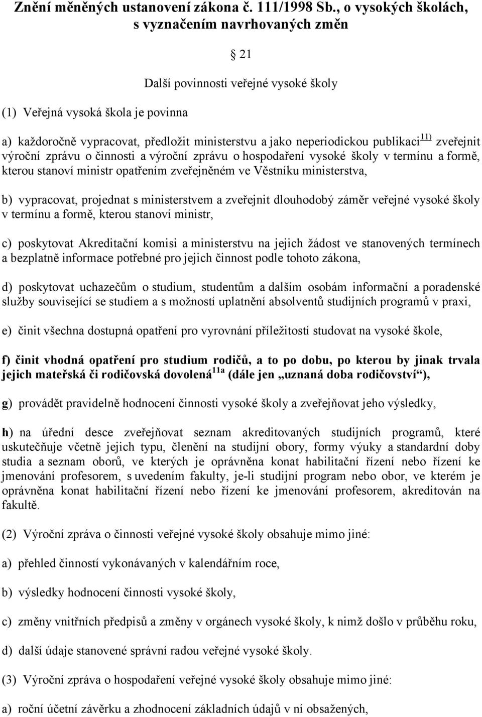 publikaci 11) zveřejnit výroční zprávu o činnosti a výroční zprávu o hospodaření vysoké školy vtermínu a formě, kterou stanoví ministr opatřením zveřejněném ve Věstníku ministerstva, b) vypracovat,