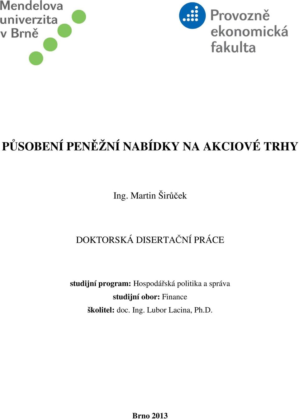 program: Hospodářská politika a správa studijní