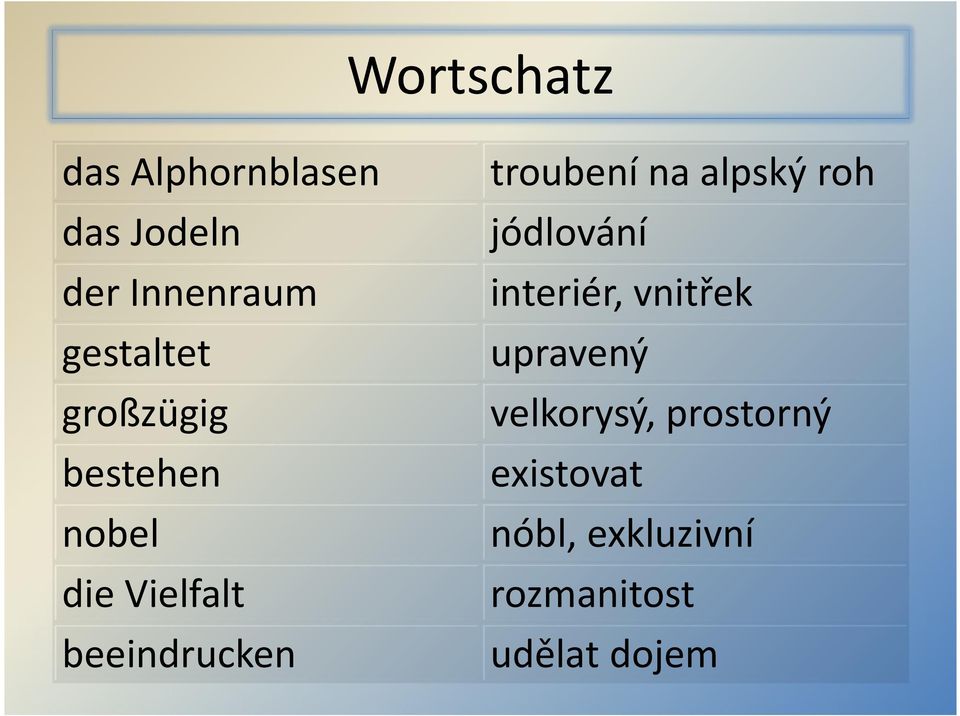 troubení na alpský roh jódlování interiér, vnitřek upravený
