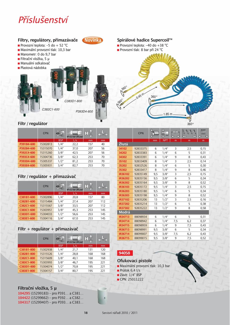 85 m Filtr / regulátor 30 P3914-00 P3924-00 P392C4-00 P393C4-00 P393D4-00 P393E4-00 153028 15315070 1531520 1530473 15305337 15305931 SP L/s 3/4" 22,2 37,0 42,5 2,3 81,2 82,7 157 207 207 253 253 253