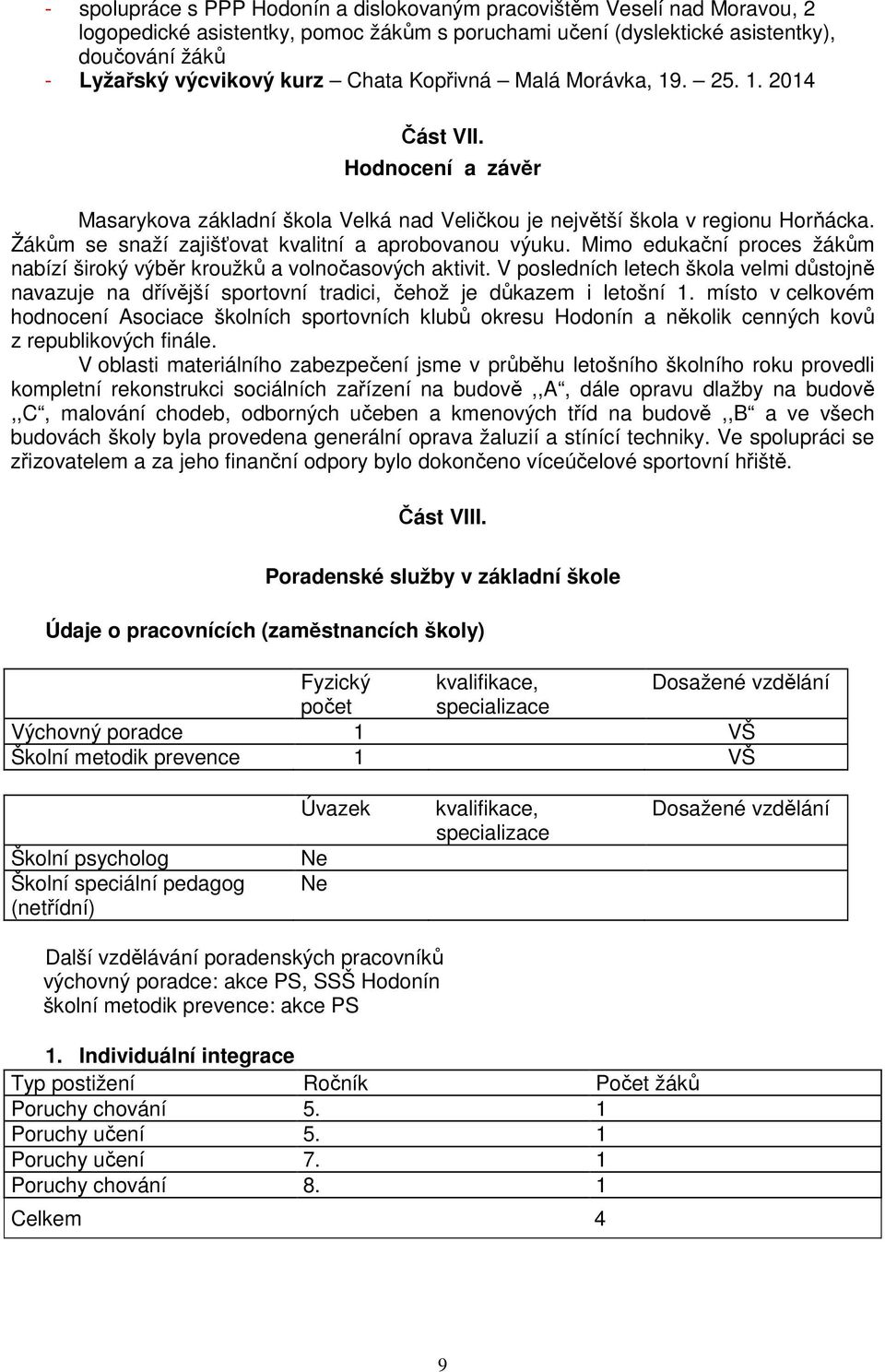 Žákům se snaží zajišťovat kvalitní a aprobovanou výuku. Mimo edukační proces žákům nabízí široký výběr kroužků a volnočasových aktivit.