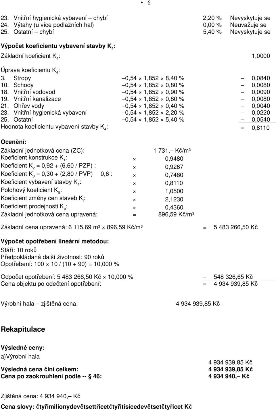 Schody 0,54 1,852 0,80 % 0,0080 18. Vnitřní vodovod 0,54 1,852 0,90 % 0,0090 19. Vnitřní kanalizace 0,54 1,852 0,80 % 0,0080 21. Ohřev vody 0,54 1,852 0,40 % 0,0040 23.