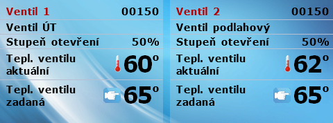 Zobrazení aktuální teploty a zadané teploty kotle dotykem na tento panel můžeme měnit zadanou teplotu kotle.