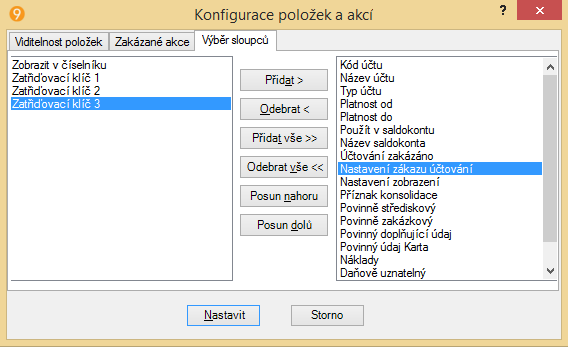 Záložka Konfigurace Umožňuje z prostředí filtru zavolat tzv. konfigurace, viz kapitola Konfigurace. Konfigurace Konfigurací se rozumí vizuální nastavení režimu tabulka.