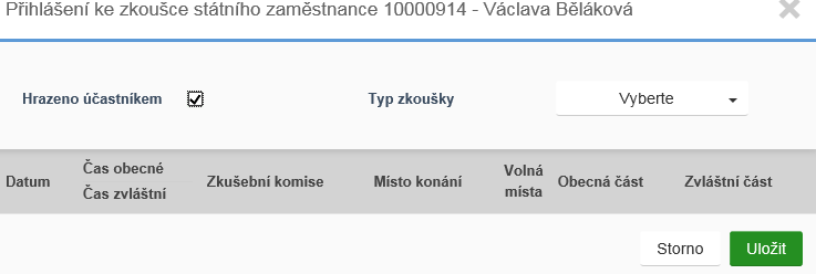 4. V pravé části obrazovky dále aktivuje přes tlačítko Přihlásit na zkoušku (viz obrázek 25) dialogové okno s možností výběru příslušné zkoušky (viz obrázek 26).