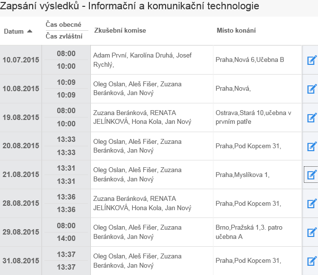 2. V prostřední části obrazovky v sekci Typ zkoušky (viz obrázek 37) vybere v menu příslušný typ úřednické zkoušky, tím se vypíše přehled již zadaných termínů příslušného typu úřednické zkoušky.