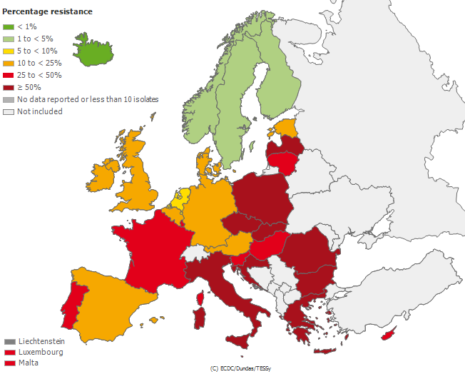 prokazatelně vyšší u kmenů rezistentních ke karbapenemům než u kmenů citlivých (62 %, resp. 44 %) (15).