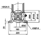 Rozměry a hmotnosti - SB3 Příruba (DIN-ANSI-JIS) PN 25 / DN25/32 Typ čerpadla SB Motor Rozměr [mm] Čistá hmotnost [kg] P 2 DIN příruby [kw] H1 H2 D1 D2 DIN příruby SB 3-2 0.