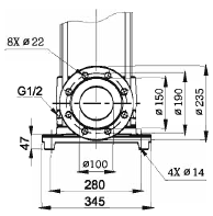 Rozměry a hmotnosti - SBI, SBN 90 Příruba (DIN) PN25-40 / DN100 Příruba (DIN) PN16 / DN100 Typ čerpadla Motor P 2 DIN příruby [kw] H1 H2 Rozměr [mm] SBI,SBN Čistá hmotnost [kg] D1 D2 D3 DIN příruby