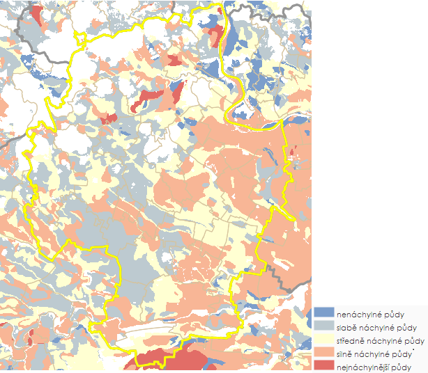 Faktor erodovatelnosti půdy (K) v území ORP Lovosice Obrázek 27 Faktor erodovatelnosti půdy (K) Zdroj: http://www.sowac-gis.