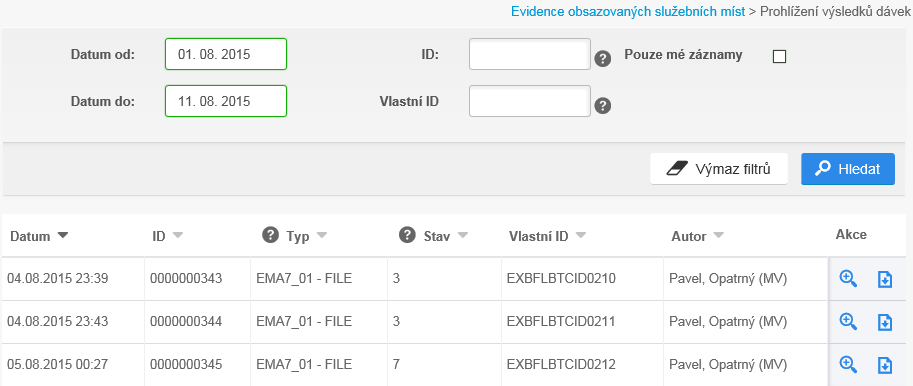 Vlastní ID ID, které bylo dávce přiřazeno HR systémem uživatele. 3.