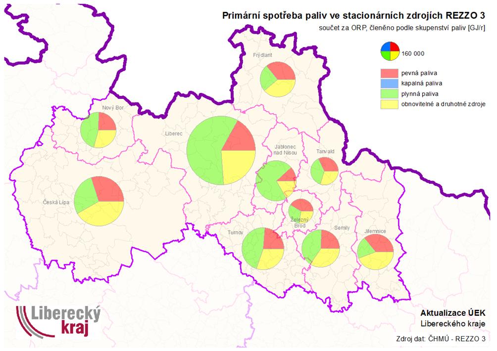 Obrázek 12: Vývoj emisí sledovaných znečišťujících látek ze spalování paliv ve stacionárních zdrojích REZZO 3 pouze lokální topeniště [t resp kt], Liberecký kraj Tabulka 15: Vývoj emisí sledovaných