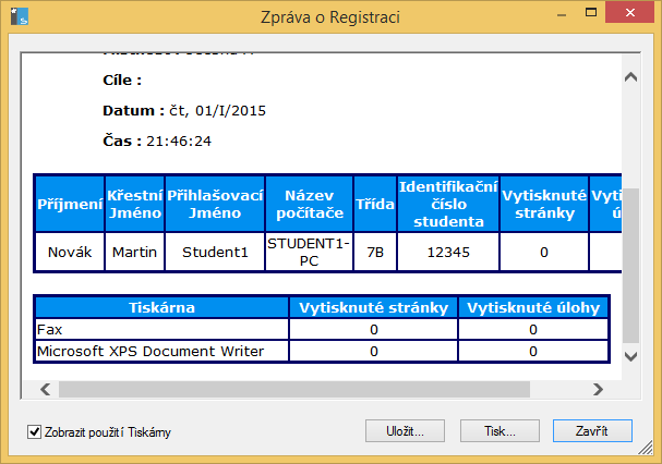 od studentů vyplnit. Následně jakmile klepnete na tlačítko Registrace, zobrazí se studentům následující okno, ve kterém jsou vyzváni k doplnění údajů.