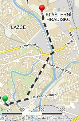 Mapa 10: Trasa autobusem z centra ke klášteru