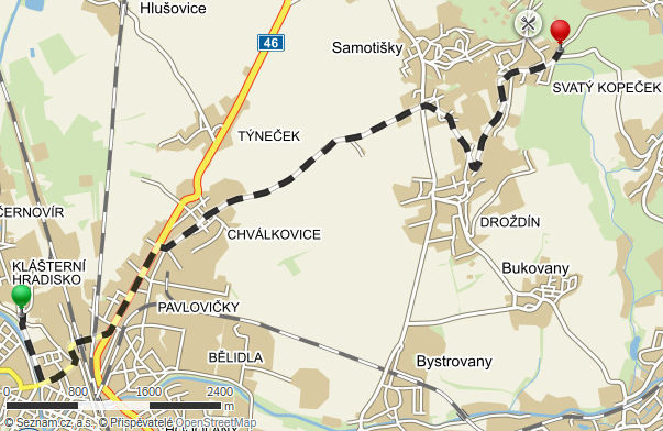 cz Délka trasy: 2,4 km Mapa 11: Trasa autobusem