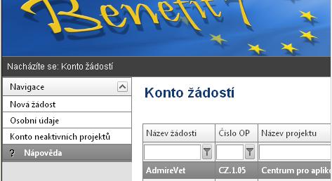 2. O APLIKACI BENEFIT7 2.1. Prostředí aplikace Jednotlivé nabídky B7 jsou členěny jednotně a přehledně.