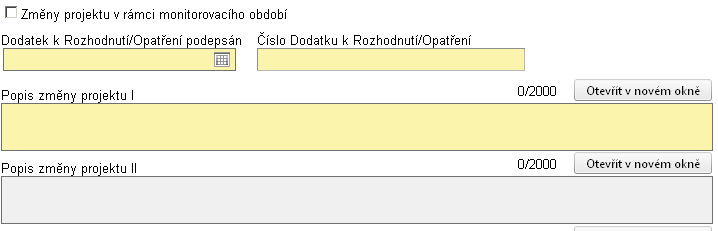 17.17. Změny v projektu (PO 1-5) Záloţka slouţí k zaznamenávání změn, které se vyskytnou v rámci projektu.