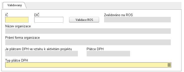 13.6. Partner projektu (PO 3,5) Záloţka slouţí k identifikaci a validaci partnerů, kteří budou zapojeni do projektu ţadatele.