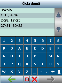 31 Navigator 6 Pro psaní můžete používat klávesnici na obrazovce. Navigátor automaticky dohledává nejbližší jména vámi zadanému textu a řadí je do seznamu.