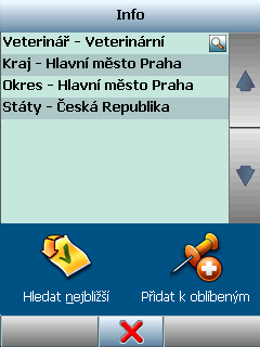 Ovládání mapy 42 Ikony jsou určené pro různé operace s mapou: - posouvá mapu. - zobrazí informace o objektu, na který jste klikli.