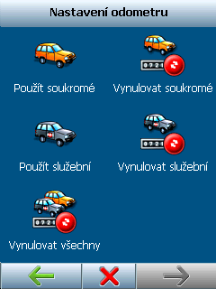 57 8 Navigator 6 Odometr Odometr je užitečný hlavně pro sledování ujetých vzdáleností pro soukromé a služební cesty pro náhradu cestovného a podobně. Z hlavního menu klikněte na ikonu Odometr.