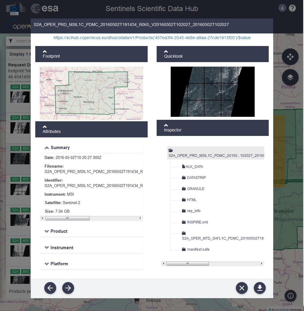 Sentinels Scientific Data Hub https://scihub.copernicus.