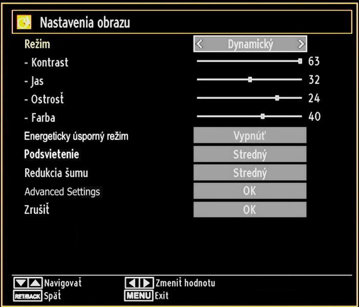 14:9 Tento režim zväčšuje širokouhlý obraz (pomer strán 14:9) k hornému a dolnému okraju obrazovky.