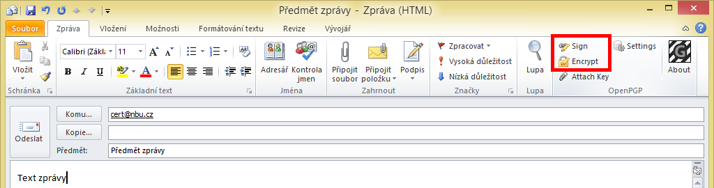 Nastavení kódování pro odesílané zprávy Nyní ještě zbývá nastavit v aplikaci MS Outlook správné kódování e-mailu pro korektní zobrazení, které provedete následovně: v záložce Soubor zvolte položku