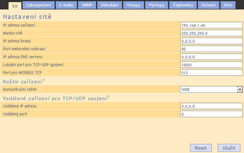 Quido ETH Tipy pro práci s nastavením: Výchozím jazykem webových stránek je Angličtina. Do Českého jazyka je možné web přepnout v nastavení na panelu Other, parametrem Language.