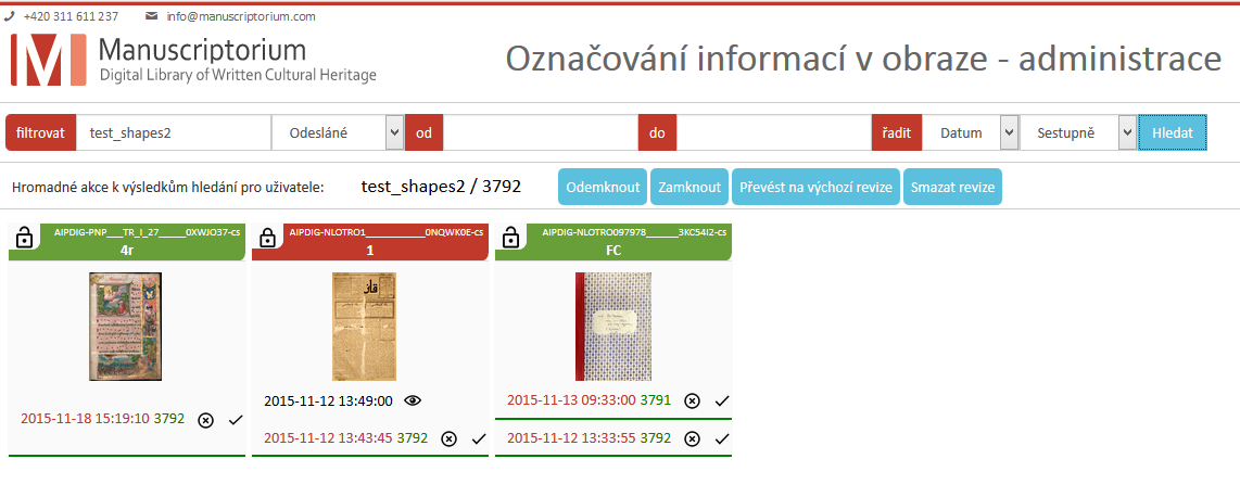 Obrázek 16: Výsledek hledání je nyní možné například převést na výchozí verzi, čímž proběhne schválení vyhledaných revizí.