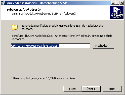 3.1 Lokálna verzia Spustite súbor HBK90Setup.exe z inštalačného CD Uvítacie okno inštalácie potvrďte <Pokračuj> Zvoľte cieľový adresár, kam má byť HB nainštalovaný.