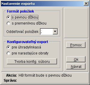 Požadované údaje sa vyexportujú do súboru Histddmm.txt, ktorý si môžete premenovať. (dd deň, mm mesiac vyexportovania súboru s vývojom kurzu.