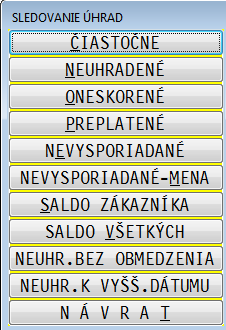 Usporiadanie dokladov Na usporiadanie dokladov je určený kláves <F1> a v nej funkcia Vzostupne/ Zostupne. Kľúč usporiadania je pozícia kurzora pod akýmkoľvek stĺpcom.