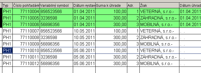 Hromadné kopírovanie POHĽADÁVOK. Funkcia je určená na hromadné kopírovanie vopred označených záznamov v pohľadávkach.