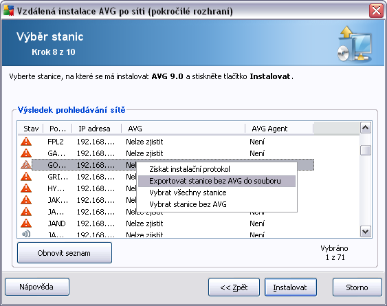 5.3.5. Použít Active Directory Pokud máte síť s doménou, je možné zvolit vzdálenou instalaci AVG na stanice vybrané z Active Directory.